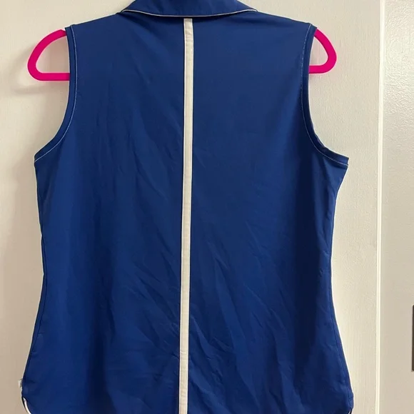 Lady Hagen White and Navy Sleeveless Blouse - Picture 3 of 6